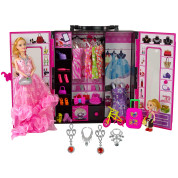 Lean Toys lutka s garderobom i odjećom u koferu
