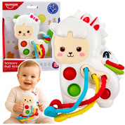 Lean Toys igračka senzorna ljama s trakicama, perlicama i tipkama