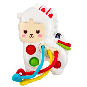 Lean Toys igračka senzorna ljama s trakicama, perlicama i tipkama
