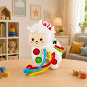 Lean Toys igračka senzorna ljama s trakicama, perlicama i tipkama