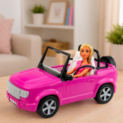 Lean Toys lutka Anlily u kabrioletu s držačem telefona - Rozi
