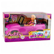 Lean Toys lutka Anlily u kabrioletu s držačem telefona - Rozi