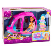 Lean Toys lutka Anlily s velikim helikopterom - Ljubičasti
