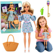Lean Toys lutka Anlily u cvjetnoj haljini s torbicom - Plava