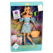 Lean Toys lutka Anlily u cvjetnoj haljini s torbicom - Plava