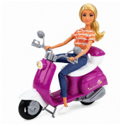 Lean Toys lutka Anlily putnica na skuteru s priborom