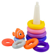 Lean Toys igračka piramida za slaganje s obručima i ribicom, 10 dijelova