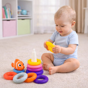 Lean Toys igračka piramida za slaganje s obručima i ribicom, 10 dijelova