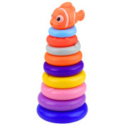 Lean Toys igračka piramida za slaganje s obručima i ribicom, 10 dijelova